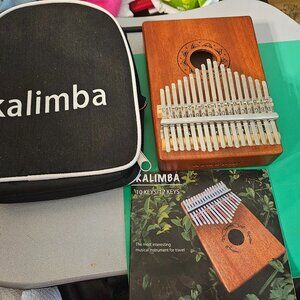 wooden kalimba thumb piano instrument with bag and instruction book